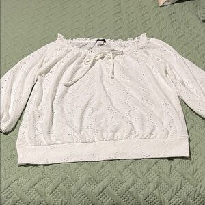 Espresso White Eyelet Off-Shoulder Top